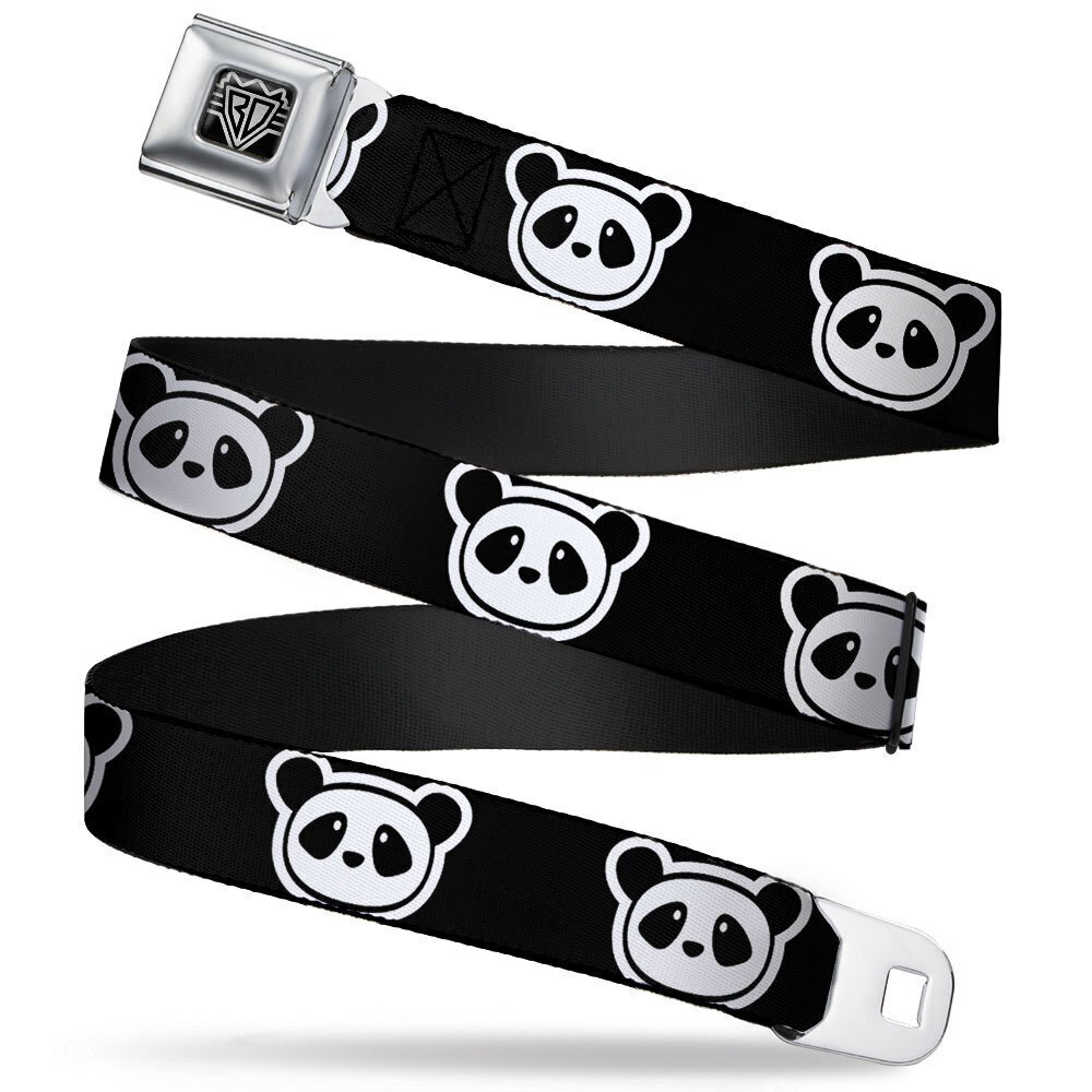 5834 Unisex-Adult's Seatbelt Belt Panda XL, Bear Cartoon Black/White, 1.5"